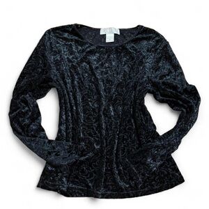 Vintage Y2K Petite Sophisticate Black Burnout Velvet Top M